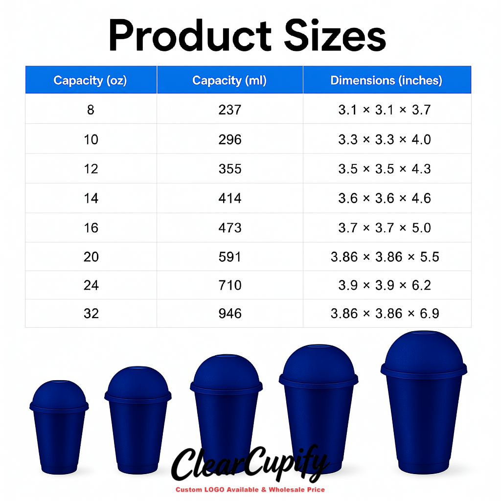 Ultramarine 16 oz Plastic Slushie Cups with Dome Lid & Detachable Spoon Straws for Milkshake, Boba, Smoothies, Iced Coffee