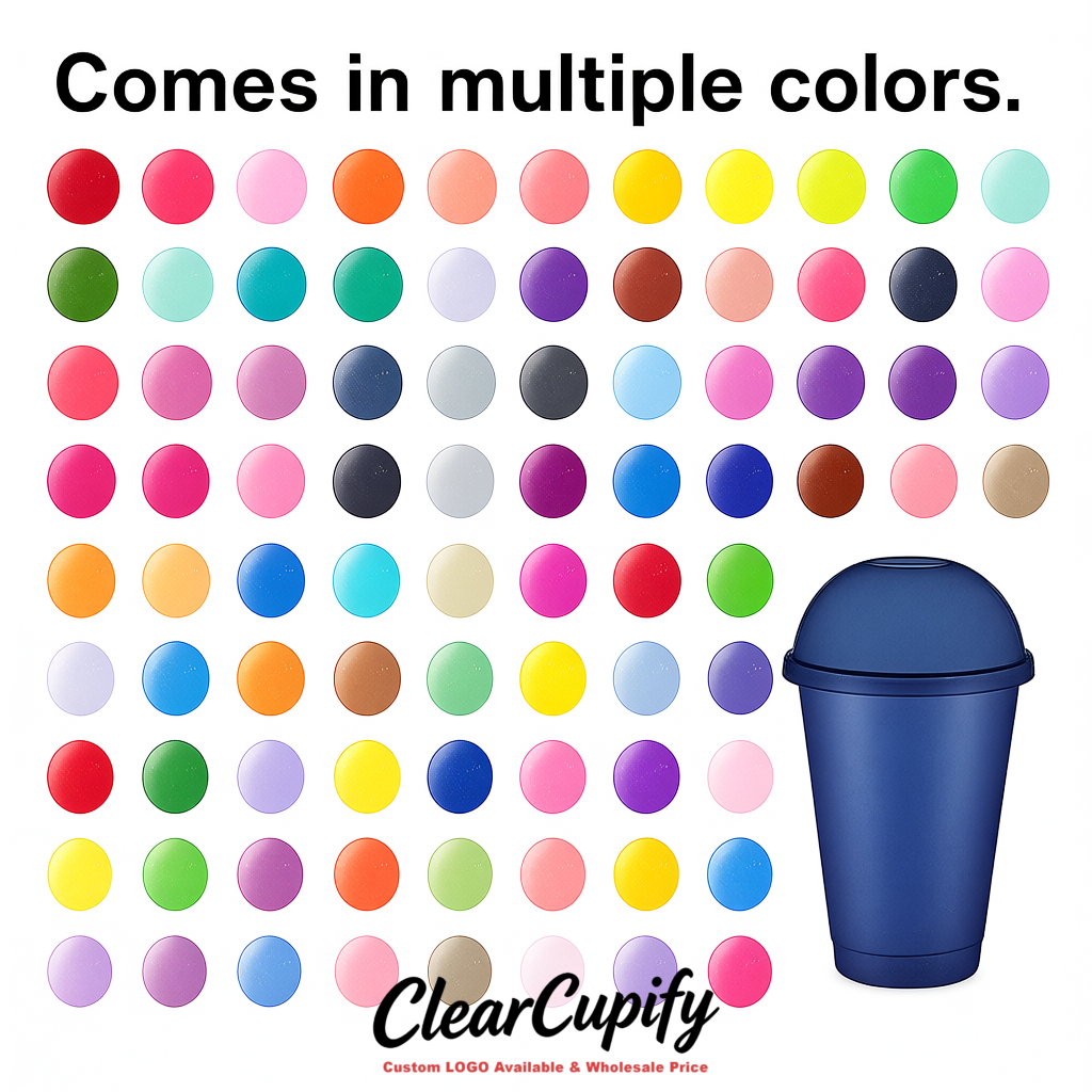 Ultramarine 16 oz Plastic Slushie Cups with Dome Lid & Detachable Spoon Straws for Milkshake, Boba, Smoothies, Iced Coffee