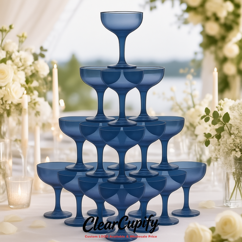 Ultramarine 5oz Stackable Plastic Martini Glasses 4.13x3.14 inches/10.5x8 cm For Champagne Tower