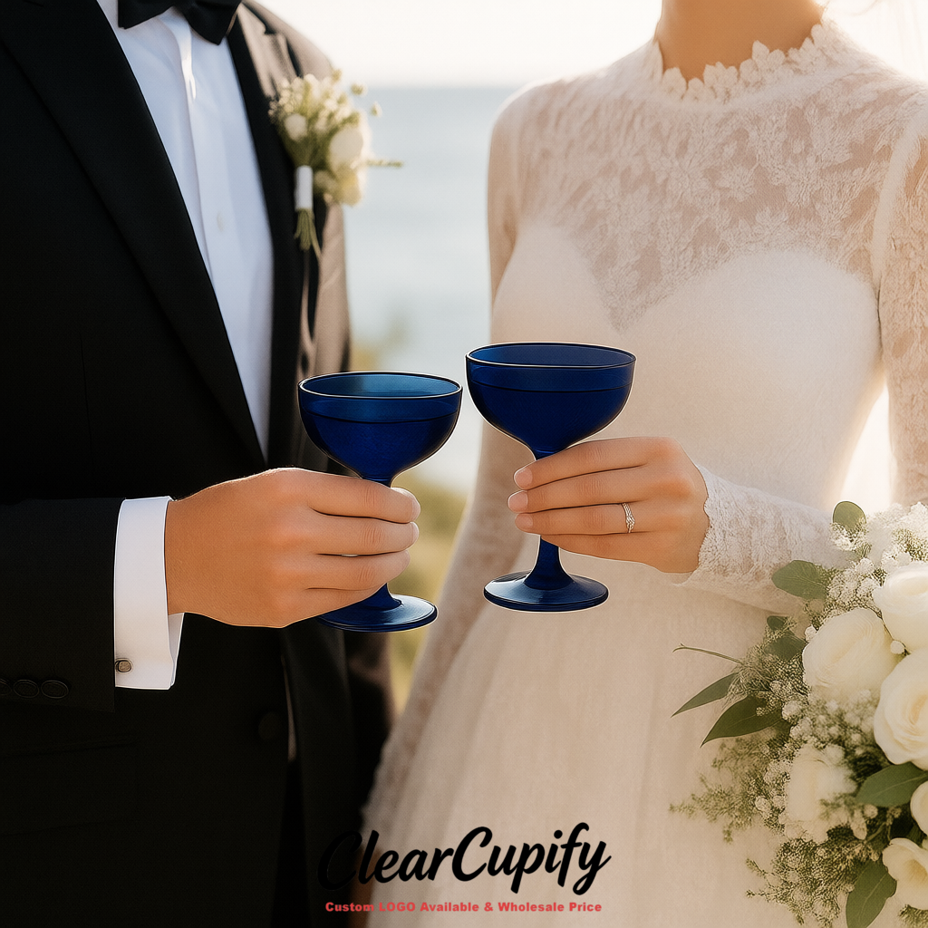 Ultramarine 5oz Stackable Plastic Martini Glasses 4.13x3.14 inches/10.5x8 cm For Champagne Tower