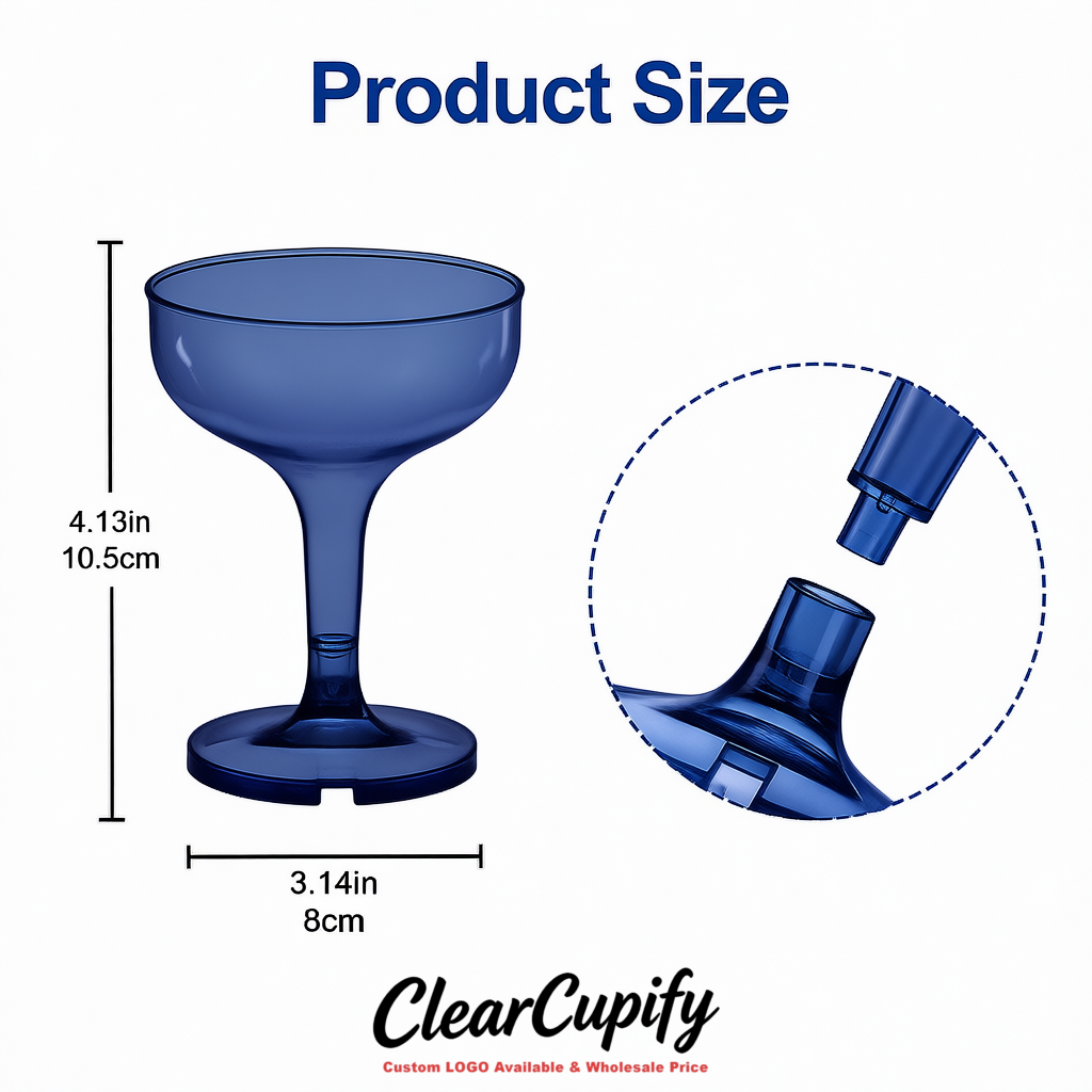 Ultramarine 5oz Stackable Plastic Martini Glasses 4.13x3.14 inches/10.5x8 cm For Champagne Tower