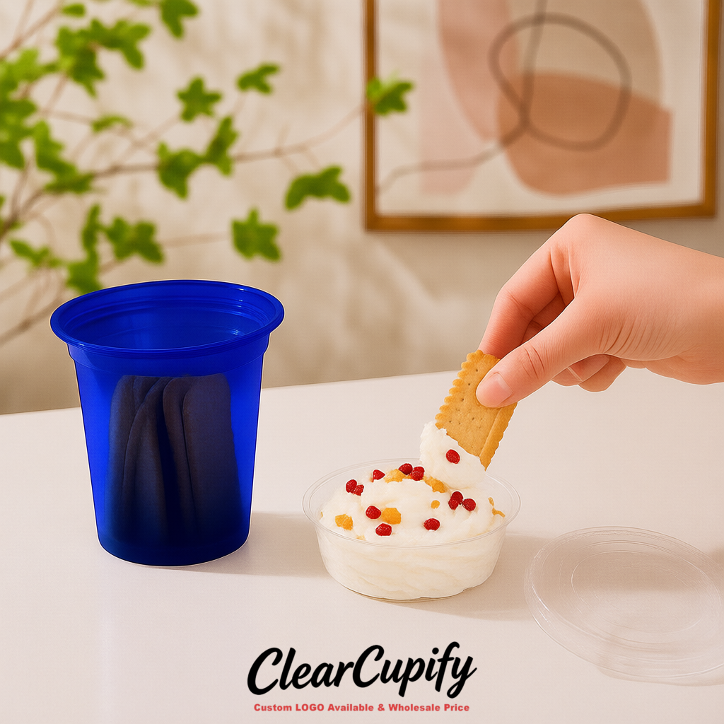 Ultramarine 12 oz Disposable Plastic Parfait Cups with Insert & Flat lids 3.85 x 2.1 x 4 inches