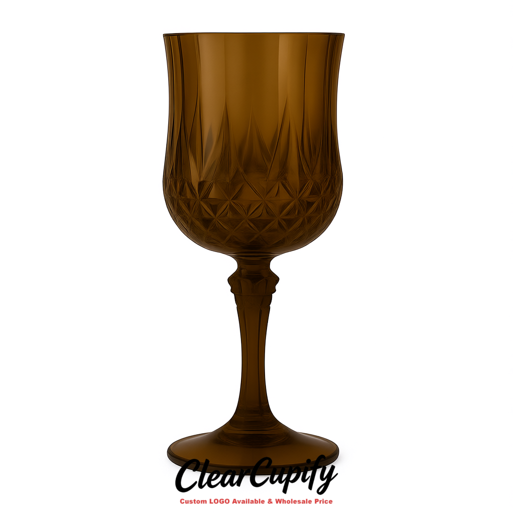 Umber 7oz Acrylic Plastic Wine Goblets - 2.7 x 6.7 inches Party & Wedding Wine Glasses