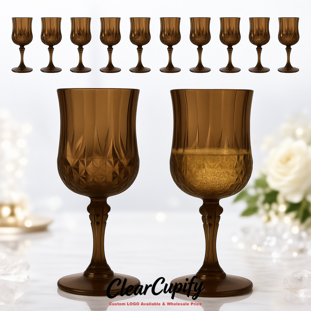 Umber 7oz Acrylic Plastic Wine Goblets - 2.7 x 6.7 inches Party & Wedding Wine Glasses