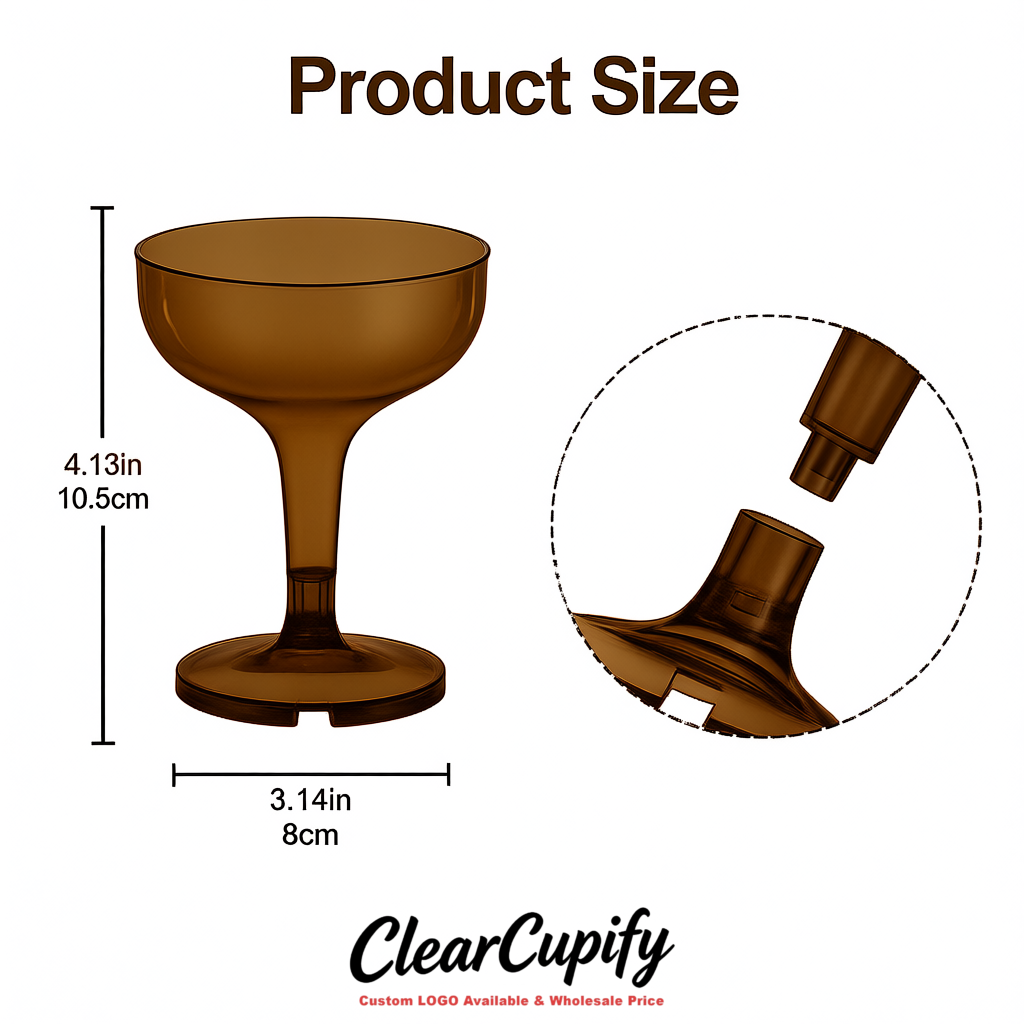 Umber 5oz Stackable Plastic Martini Glasses 4.13x3.14 inches/10.5x8 cm  For Champagne Tower