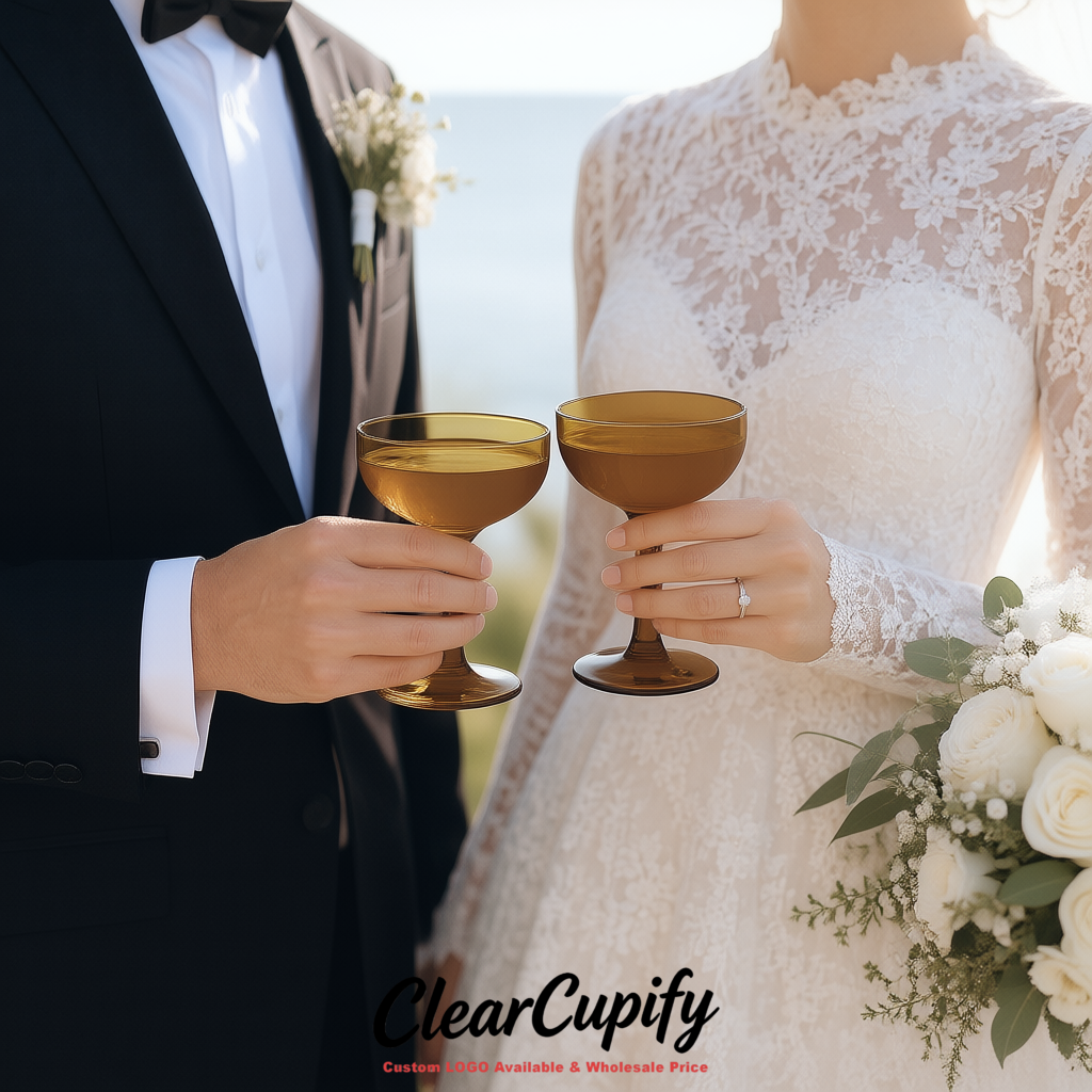 Umber 5oz Stackable Plastic Martini Glasses 4.13x3.14 inches/10.5x8 cm For Champagne Tower