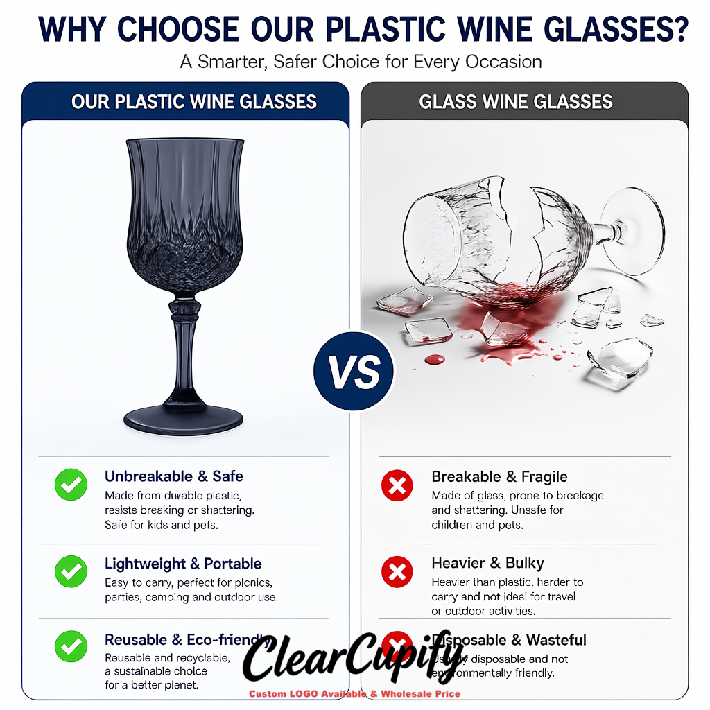 Vermilion 7oz Acrylic Plastic Wine Goblets - 2.7 x 6.7 inches Party & Wedding Wine Glasses
