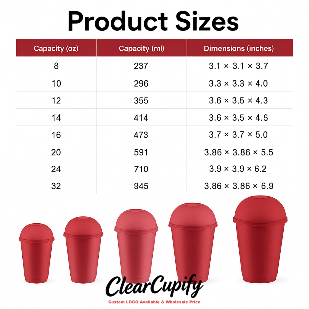 Vermilion 16 oz Plastic Slushie Cups with Dome Lid & Detachable Spoon Straws for Milkshake, Boba, Smoothies, Iced Coffee