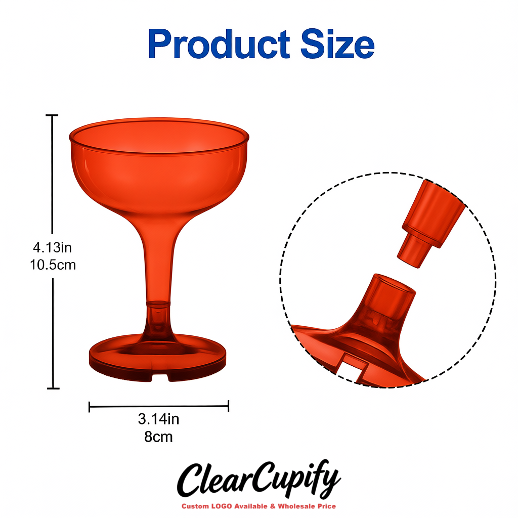 Vermilion 5oz Stackable Plastic Martini Glasses 4.13x3.14 inches/10.5x8 cm For Champagne Tower