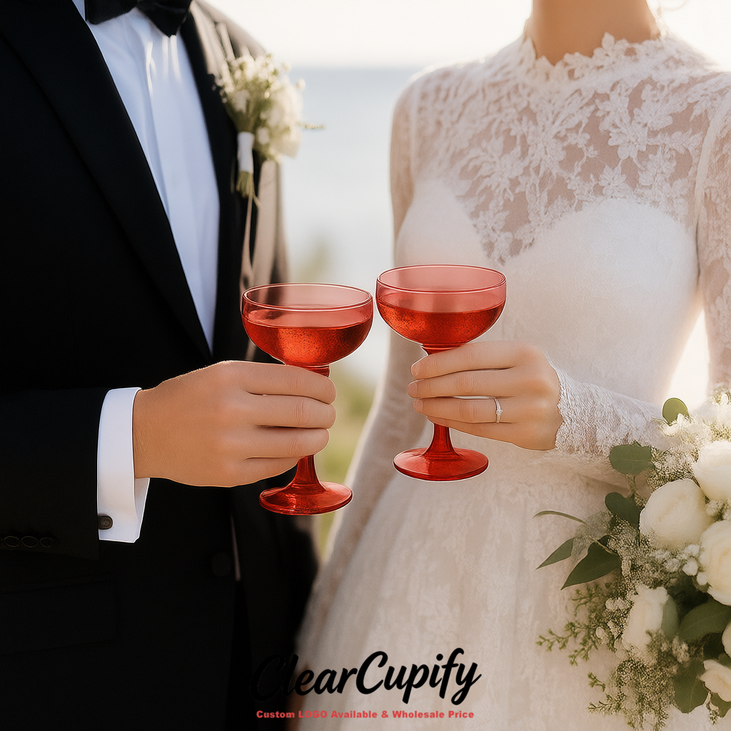 Vermilion 5oz Stackable Plastic Martini Glasses 4.13x3.14 inches/10.5x8 cm For Champagne Tower