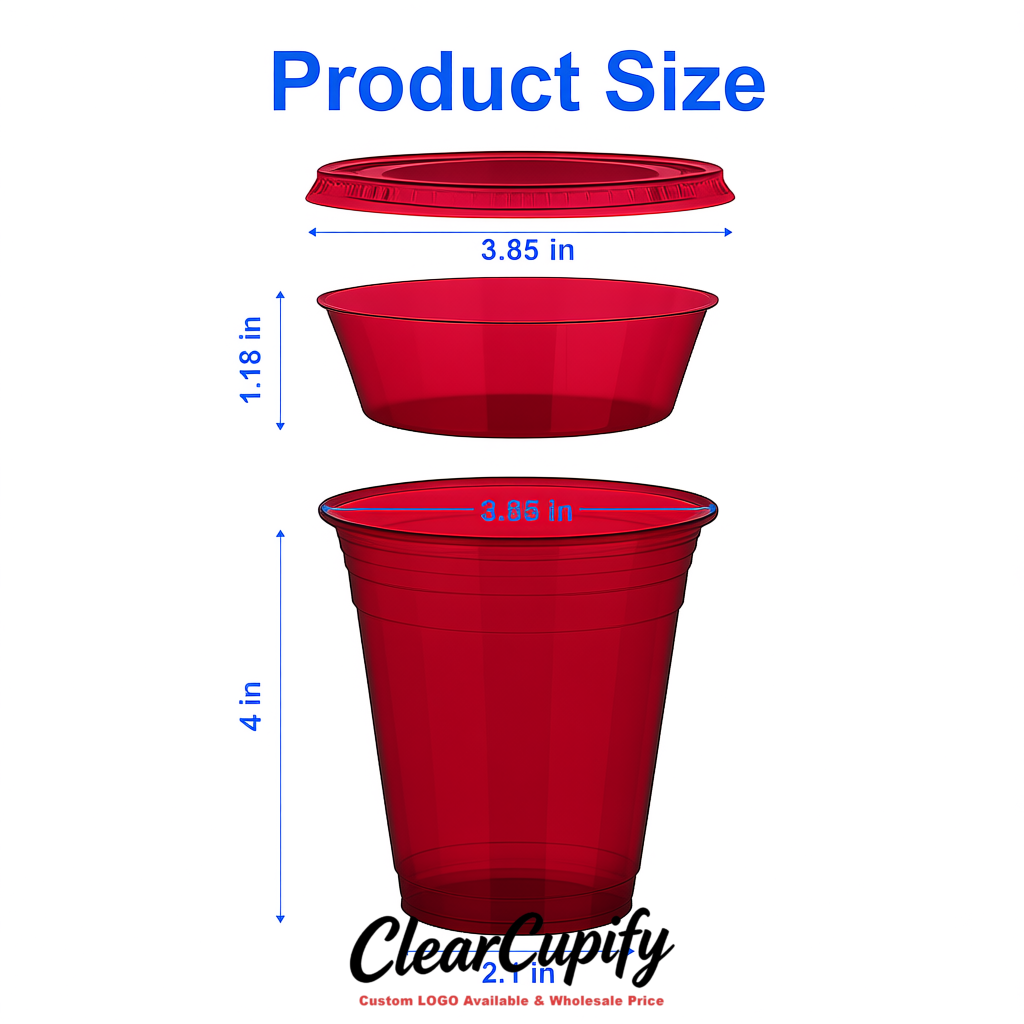 Vermilion 12 oz Disposable Plastic Parfait Cups with Insert & Flat lids 3.85 x 2.1 x 4 inches