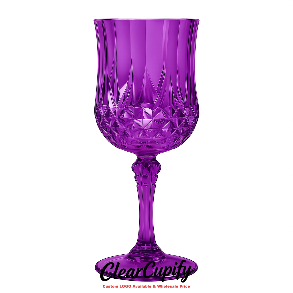 Violet 7oz Acrylic Plastic Wine Goblets - 2.7 x 6.7 inches Party & Wedding Wine Glasses