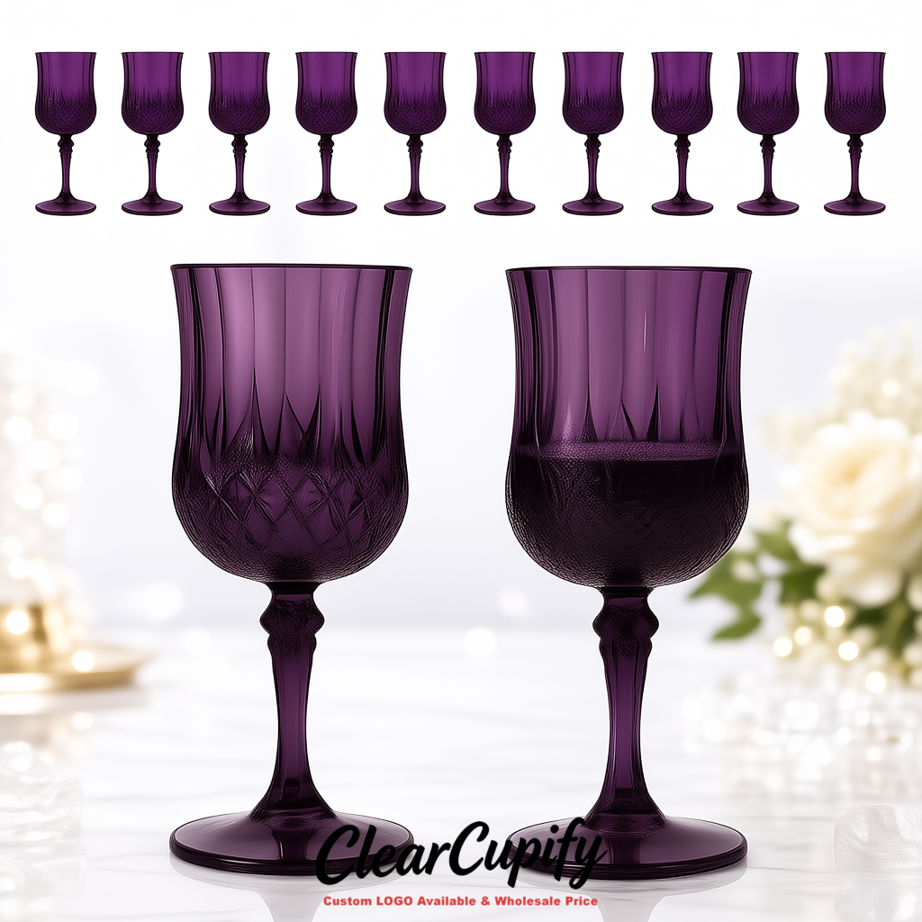 Violet 7oz Acrylic Plastic Wine Goblets - 2.7 x 6.7 inches Party & Wedding Wine Glasses