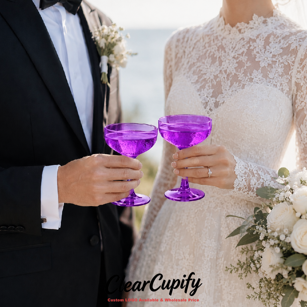 Violet 5oz Stackable Plastic Martini Glasses 4.13x3.14 inches/10.5x8 cm For Champagne Tower
