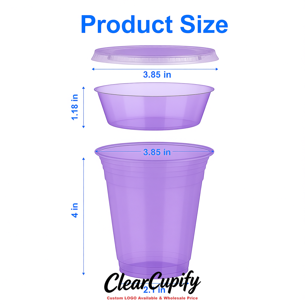 Violet 12 oz Disposable Plastic Parfait Cups with Insert & Flat lids 3.85 x 2.1 x 4 inches