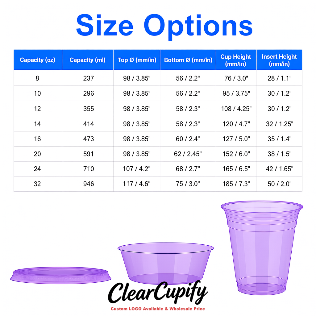 Violet 12 oz Disposable Plastic Parfait Cups with Insert & Flat lids 3.85 x 2.1 x 4 inches