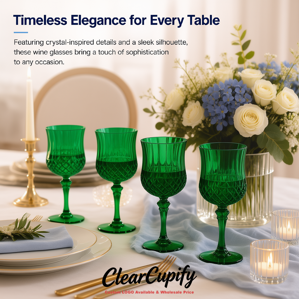 Viridian 7oz Acrylic Plastic Wine Goblets - 2.7 x 6.7 inches Party & Wedding Wine Glasses