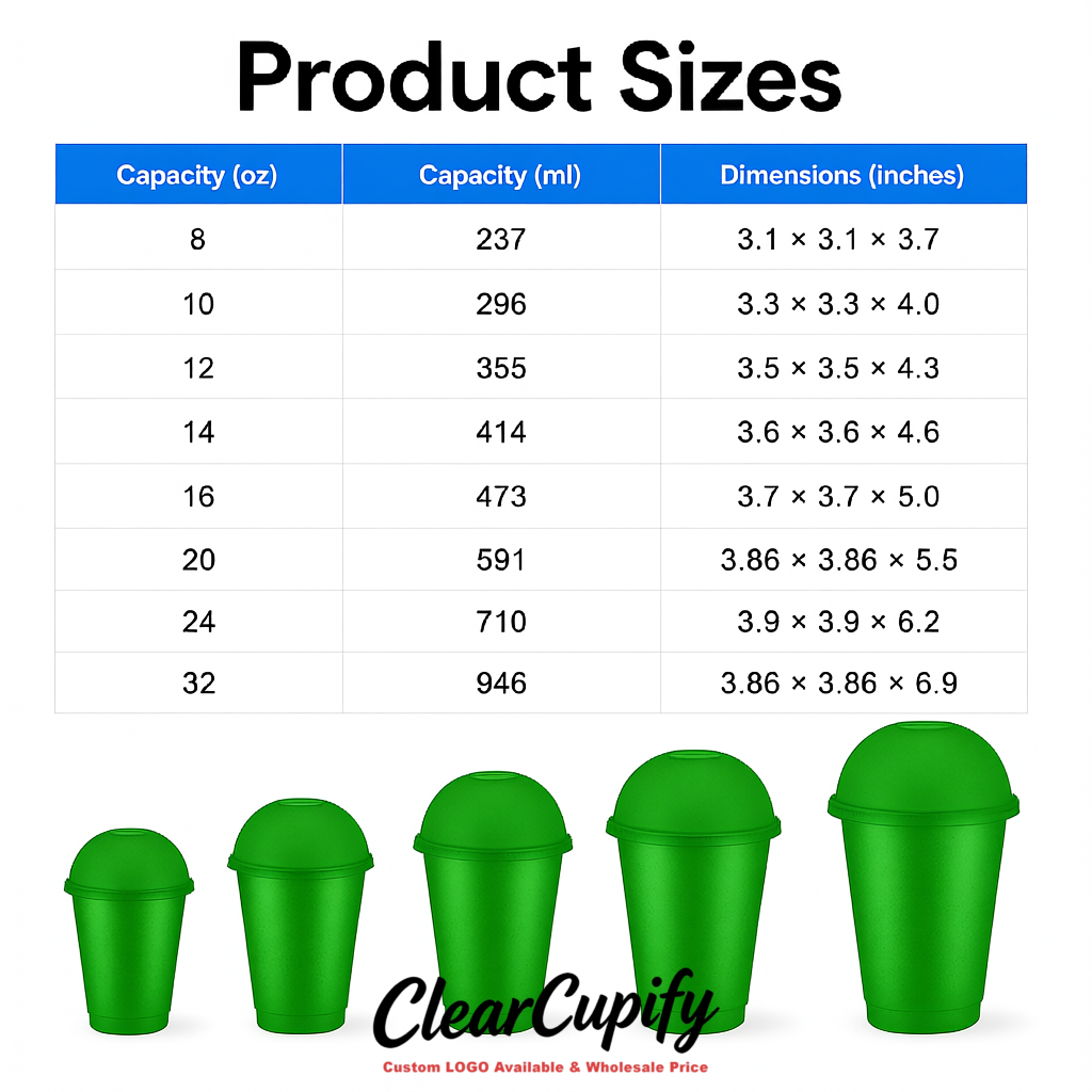 Viridian 16 oz Plastic Slushie Cups with Dome Lid & Detachable Spoon Straws for Milkshake, Boba, Smoothies, Iced Coffee