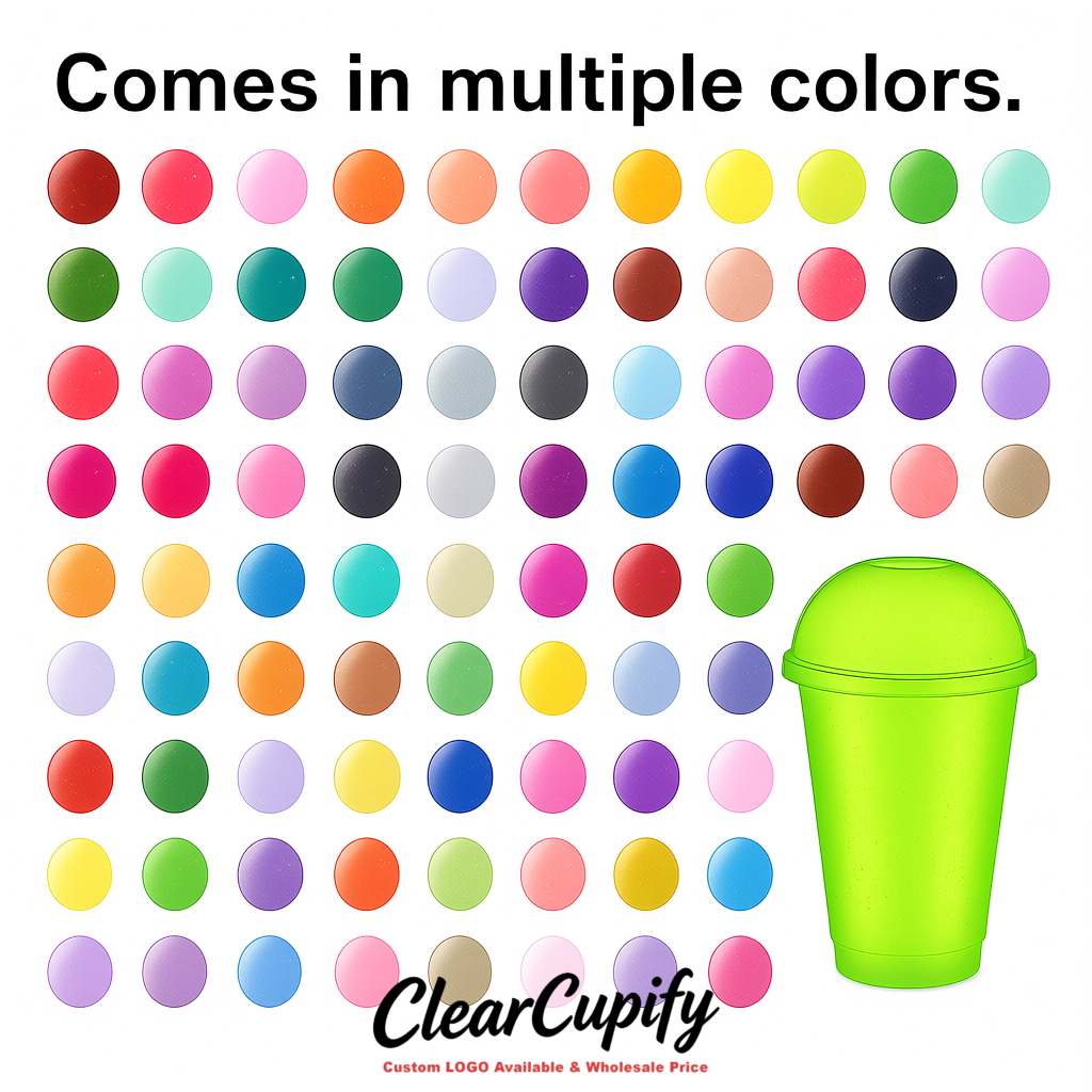 Viridian 16 oz Plastic Slushie Cups with Dome Lid & Detachable Spoon Straws for Milkshake, Boba, Smoothies, Iced Coffee