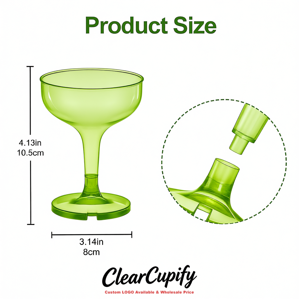 Viridian 5oz Stackable Plastic Martini Glasses 4.13x3.14 inches/10.5x8 cm For Champagne Tower