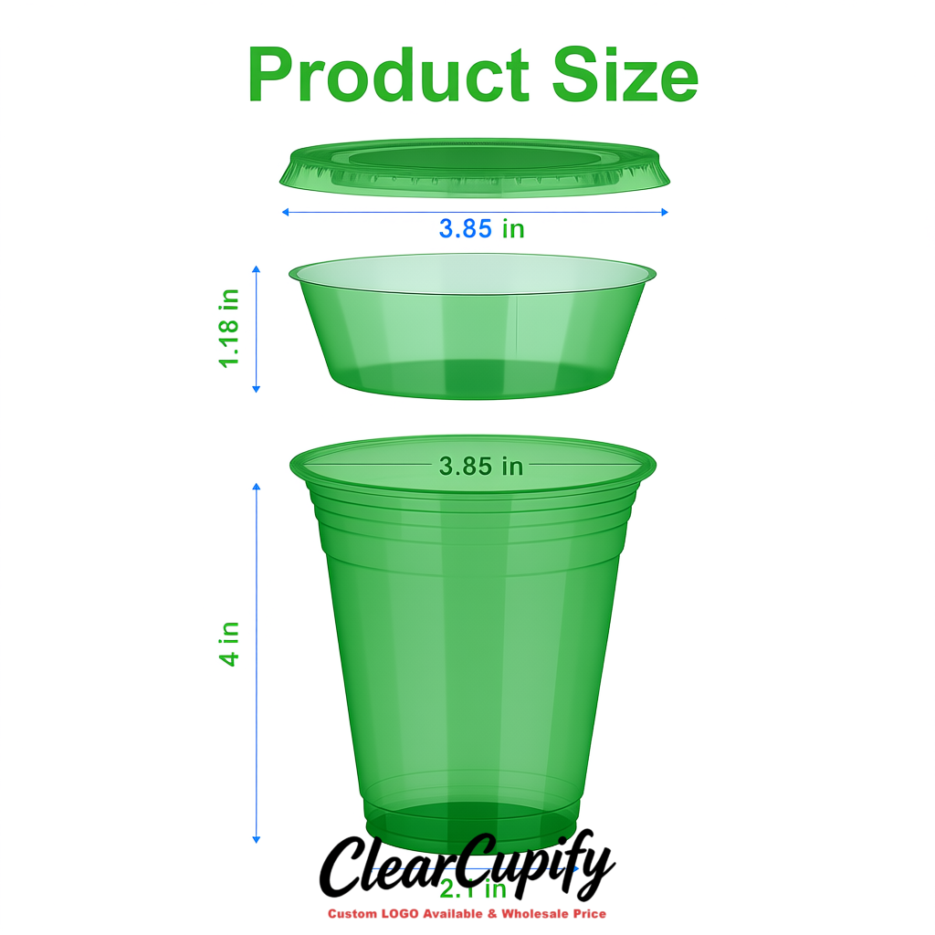 Viridian 12 oz Disposable Plastic Parfait Cups with Insert & Flat lids 3.85 x 2.1 x 4 inches