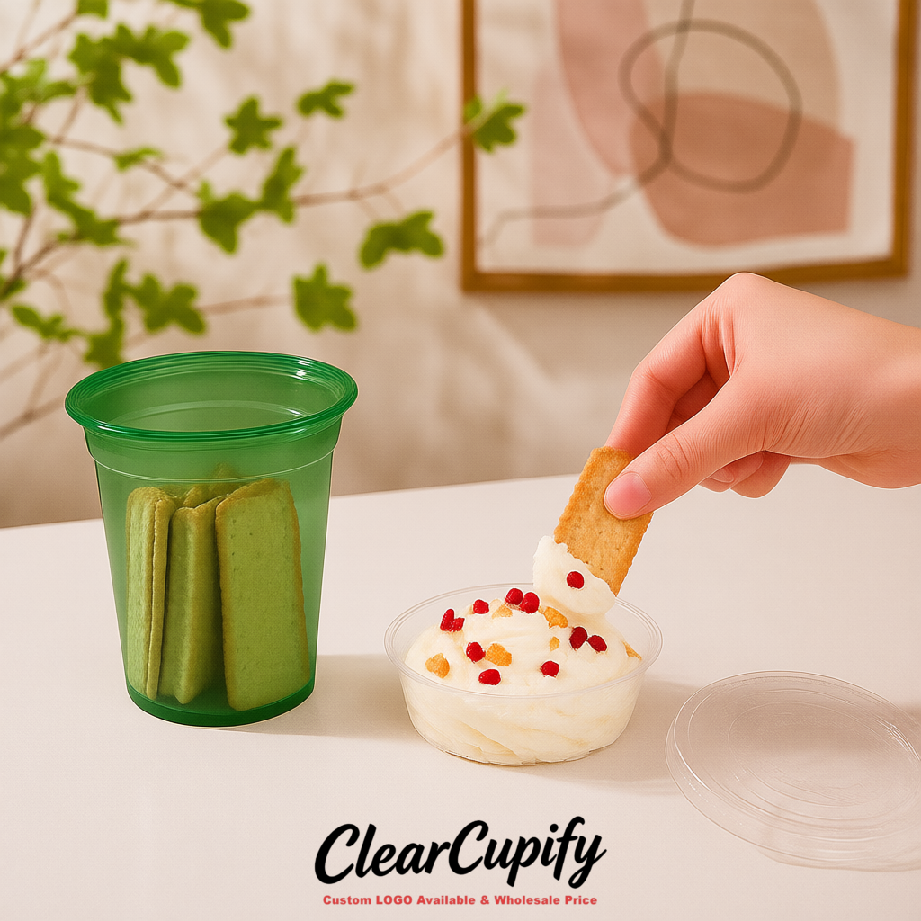Viridian 12 oz Disposable Plastic Parfait Cups with Insert & Flat lids 3.85 x 2.1 x 4 inches