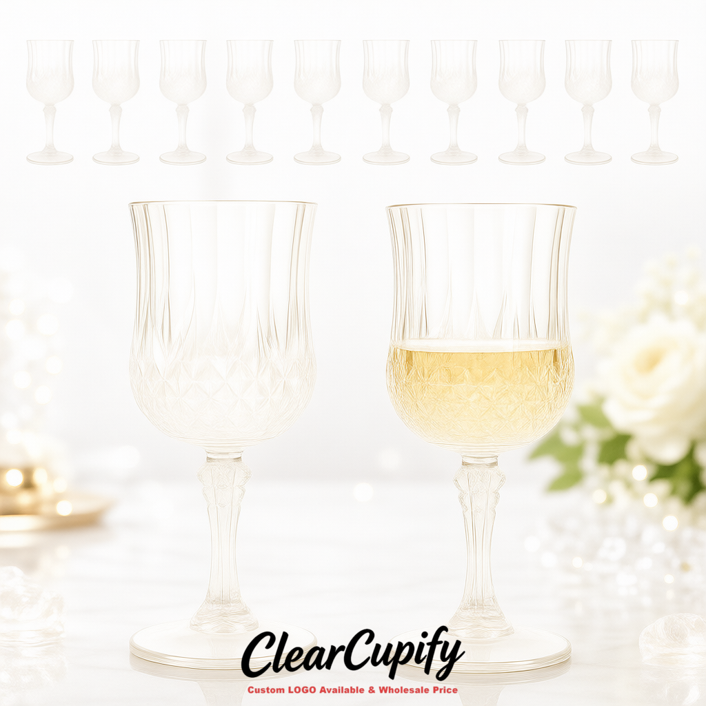 White 7oz Acrylic Plastic Wine Goblets - 2.7 x 6.7 inches Party & Wedding Wine Glasses