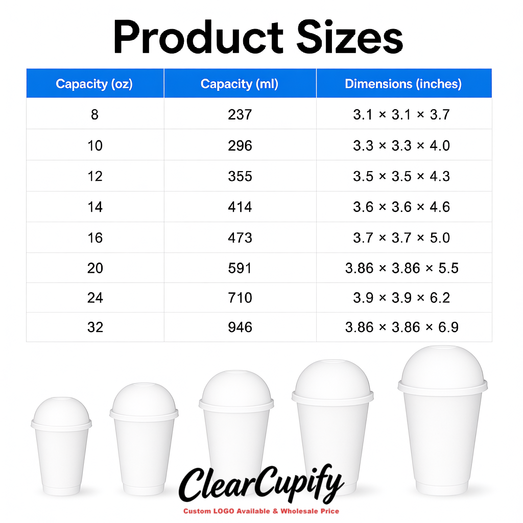 White 16 oz Plastic Slushie Cups with Dome Lid & Detachable Spoon Straws for Milkshake, Boba, Smoothies, Iced Coffee