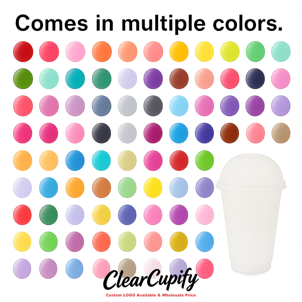White 16 oz Plastic Slushie Cups with Dome Lid & Detachable Spoon Straws for Milkshake, Boba, Smoothies, Iced Coffee