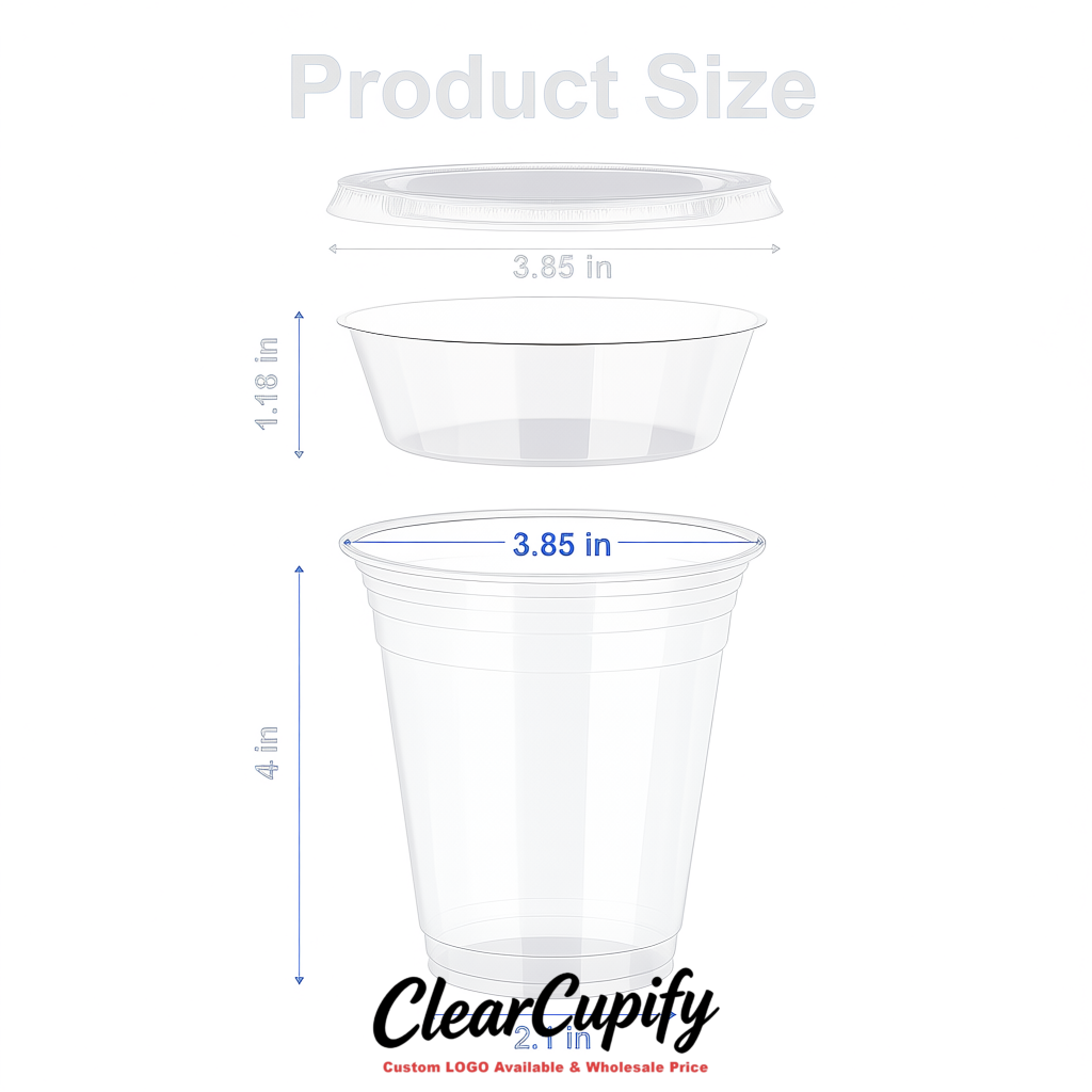 White 12 oz Disposable Plastic Parfait Cups with Insert & Flat lids 3.85 x 2.1 x 4 inches