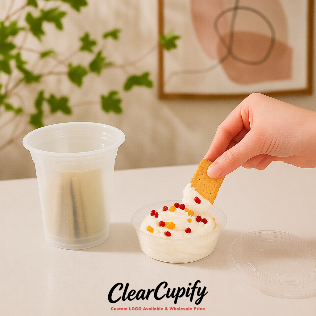 White 12 oz Disposable Plastic Parfait Cups with Insert & Flat lids 3.85 x 2.1 x 4 inches