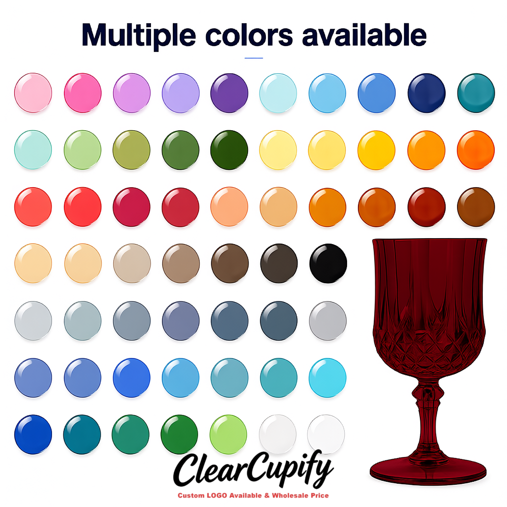 Wine Red 7oz Acrylic Plastic Wine Goblets - 2.7 x 6.7 inches Party & Wedding Wine Glasses
