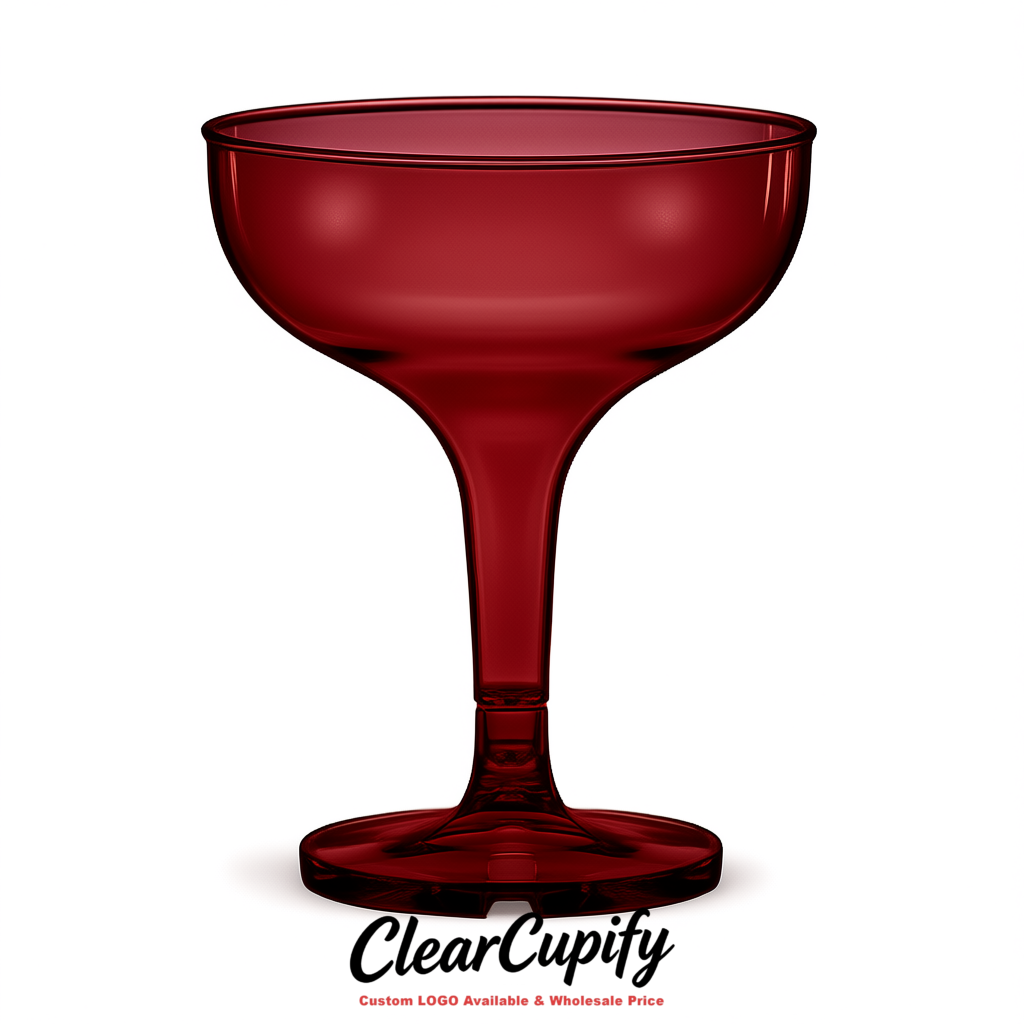 Wine Red 5oz Stackable Plastic Martini Glasses 4.13x3.14 inches/10.5x8 cm For Champagne Tower