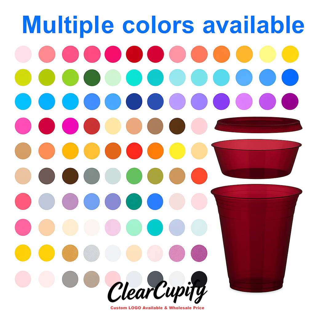 Wine Red 12 oz Disposable Plastic Parfait Cups with Insert & Flat lids 3.85 x 2.1 x 4 inches