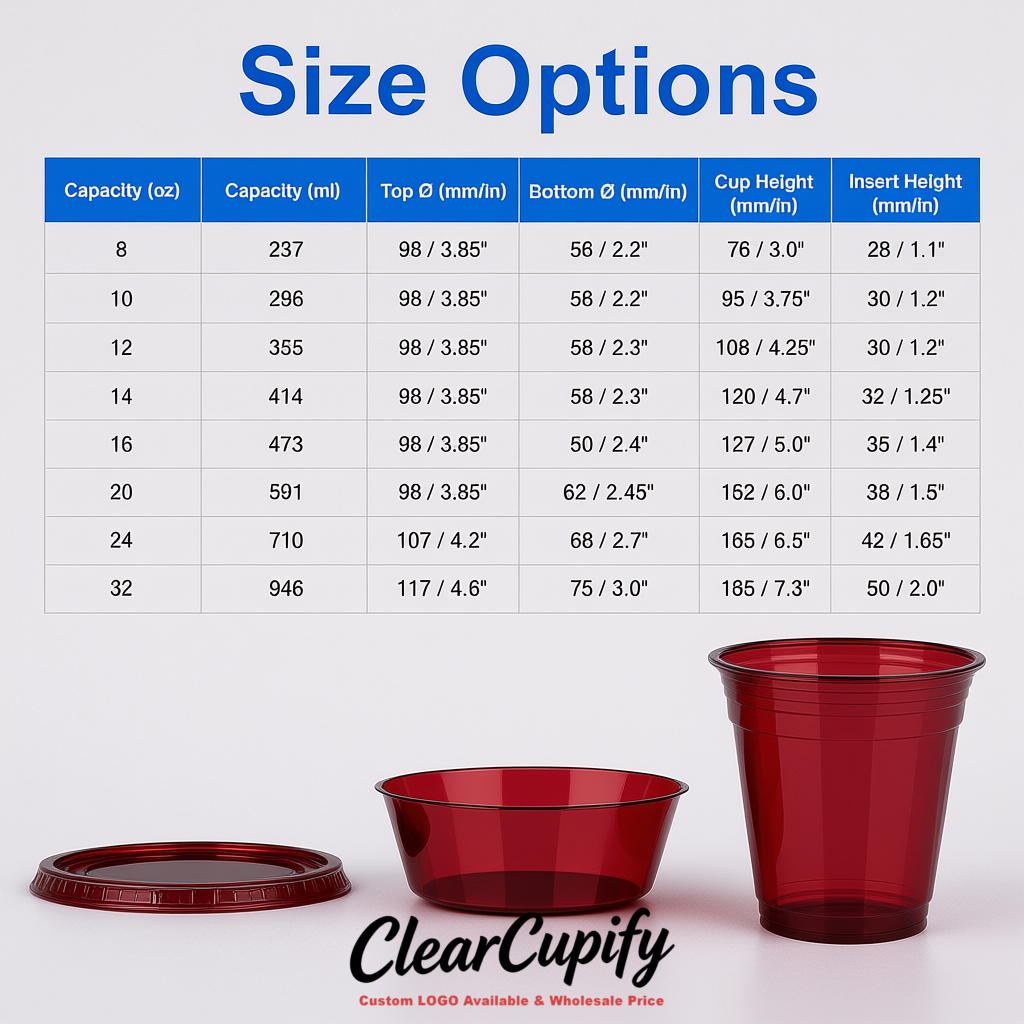 Wine Red 12 oz Disposable Plastic Parfait Cups with Insert & Flat lids 3.85 x 2.1 x 4 inches