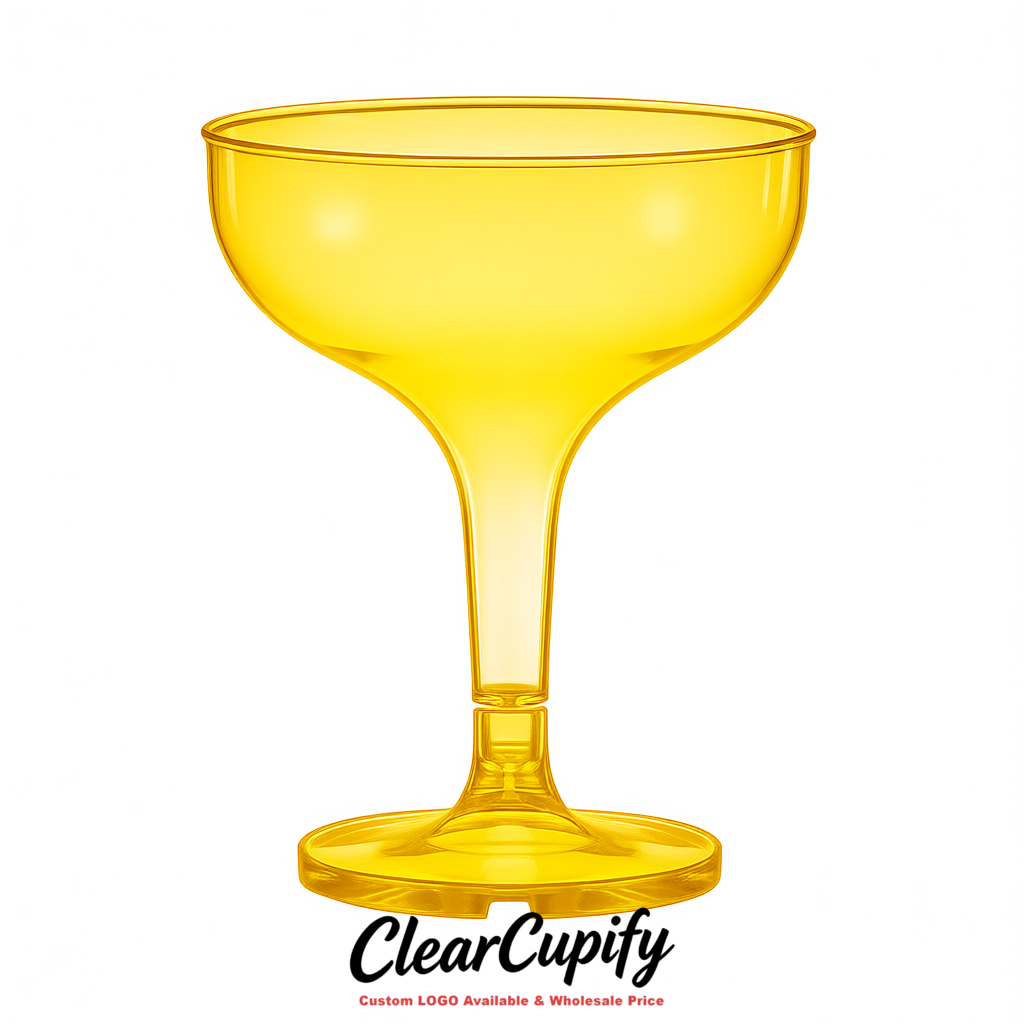 Yellow 5oz Stackable Plastic Martini Glasses 4.13x3.14 inches/10.5x8 cm  For Champagne Tower