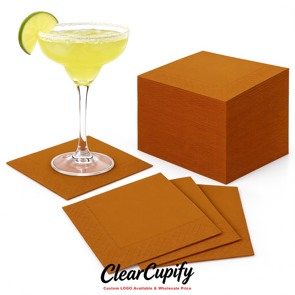 Amber Napkins Paper 4.5x4.5 Inch Disposable 2-Ply Cocktail Napkins Factory