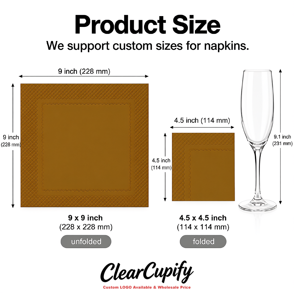 Amber Napkins Paper 4.5x4.5 Inch Disposable 2-Ply Cocktail Napkins Factory