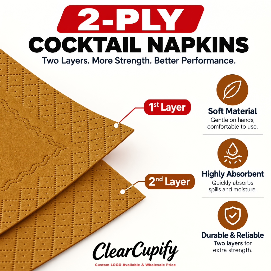 Amber Napkins Paper 4.5x4.5 Inch Disposable 2-Ply Cocktail Napkins Factory