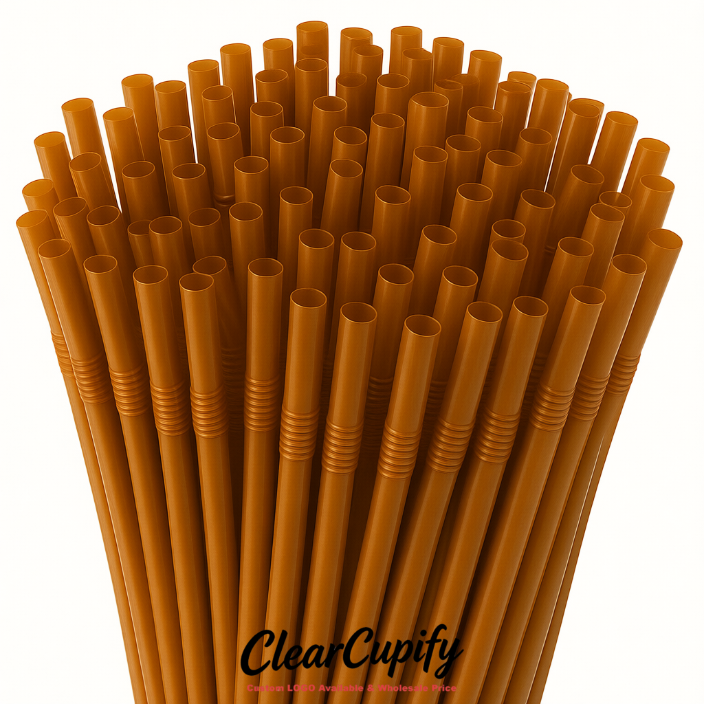 Amber Plastic Straws 8.26 x 0.2 inch Flexible Bendy Disposable Drinking Straws Supplier