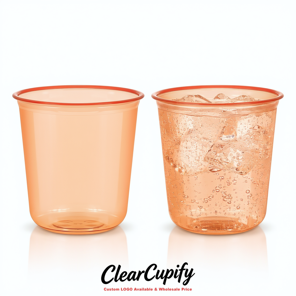 Apricot U-shaped Cup with Round Bottom: Stackable & Disposable Plastic Cup