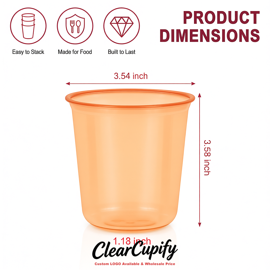 Apricot U-shaped Cup with Round Bottom: Stackable & Disposable Plastic Cup