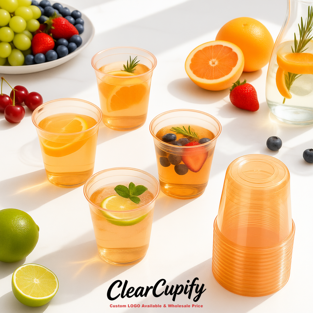 Apricot U-shaped Cup with Round Bottom: Stackable & Disposable Plastic Cup