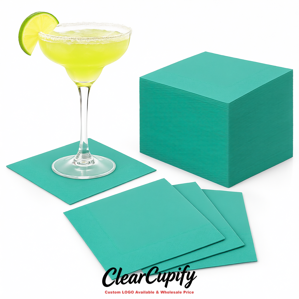Aquamarine Napkins Paper 4.5x4.5 Inch Disposable 2-Ply Cocktail Napkins Factory