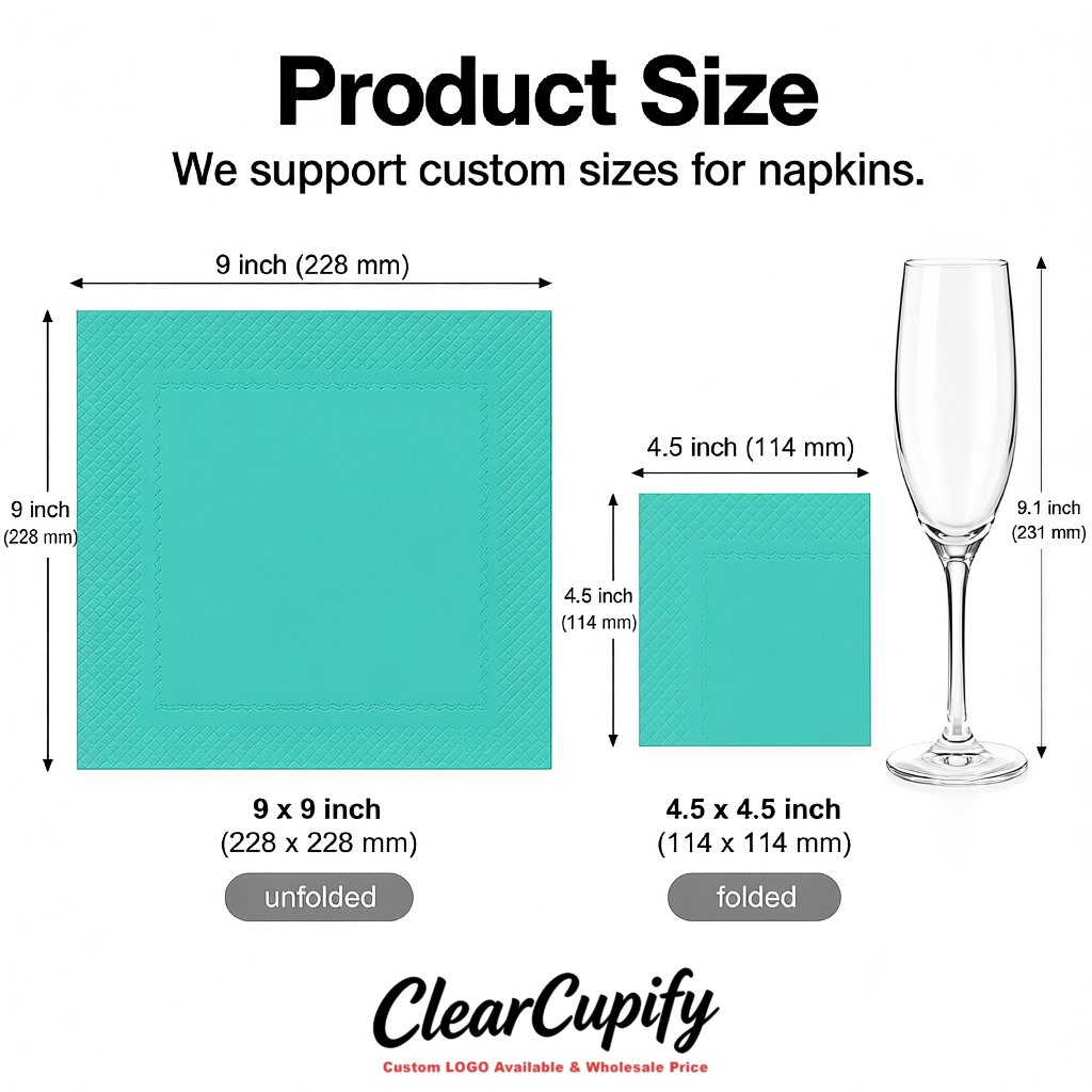 Aquamarine Napkins Paper 4.5x4.5 Inch Disposable 2-Ply Cocktail Napkins Factory