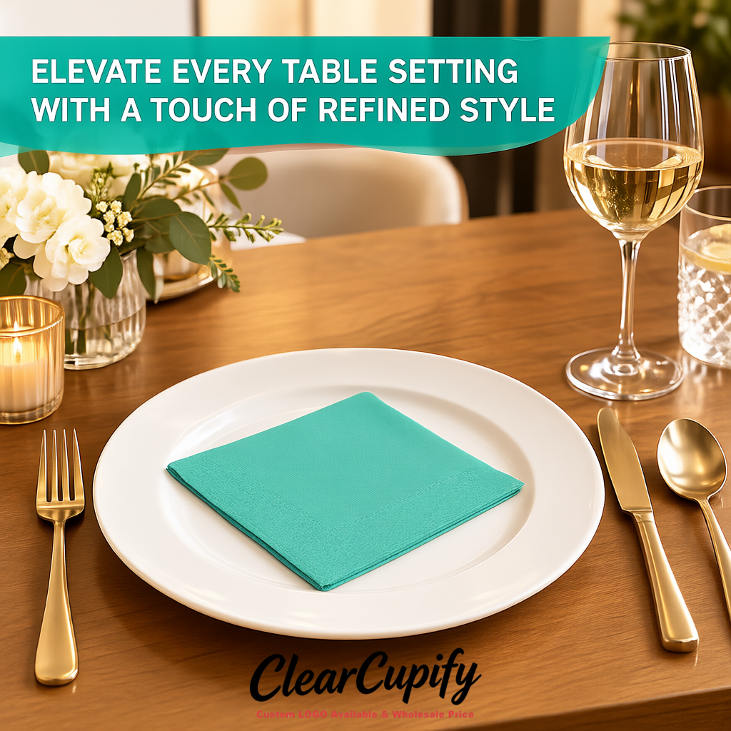 Aquamarine Napkins Paper 4.5x4.5 Inch Disposable 2-Ply Cocktail Napkins Factory