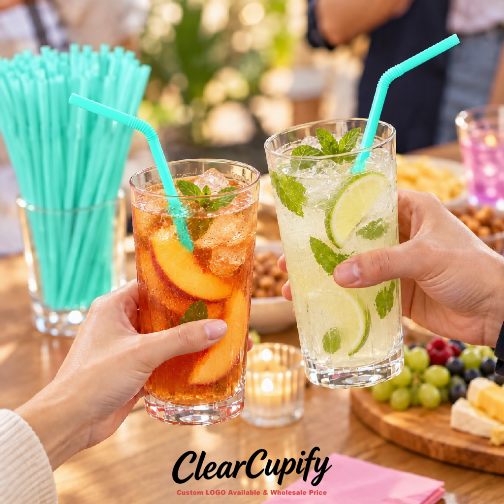 Aquamarine Plastic Straws 8.26 x 0.2 inch Flexible Bendy Disposable Drinking Straws Supplier