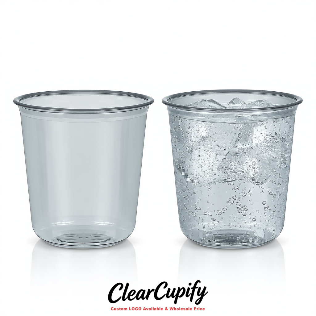 Aurora Gray U-shaped Cup with Round Bottom: Stackable & Disposable Plastic Cup