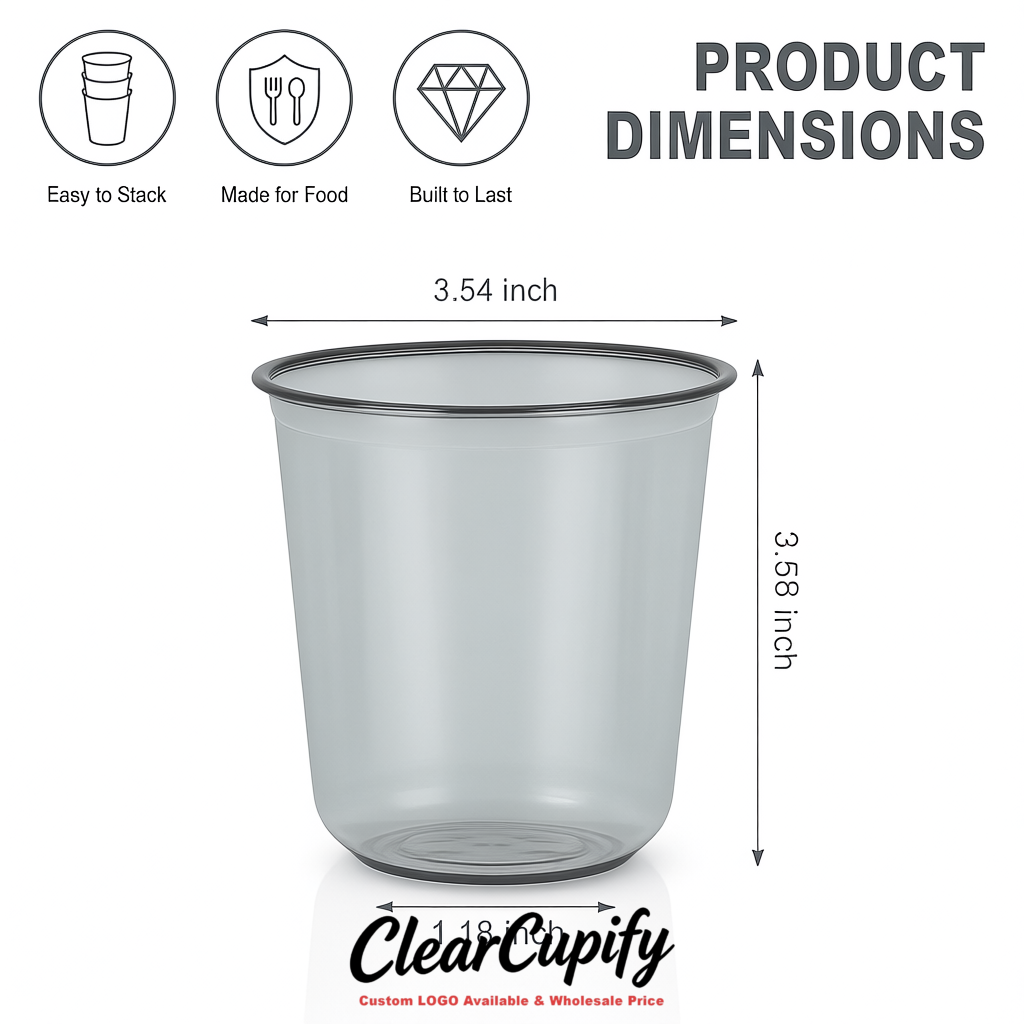 Aurora Gray U-shaped Cup with Round Bottom: Stackable & Disposable Plastic Cup