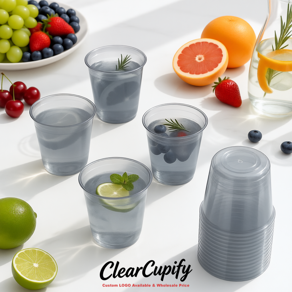 Aurora Gray U-shaped Cup with Round Bottom: Stackable & Disposable Plastic Cup